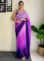 Faux Georgette Purple Party Wear Sequence Work Saree